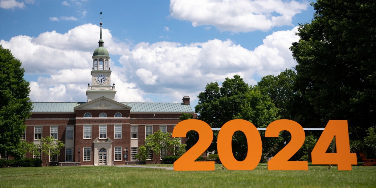 Bertrand Library and 2024 sign on Malesardi Quad