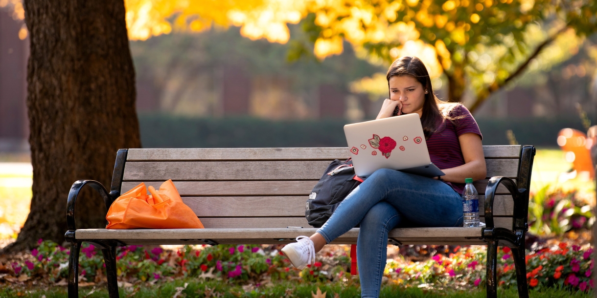 Bucknell Student on Campus in Fall