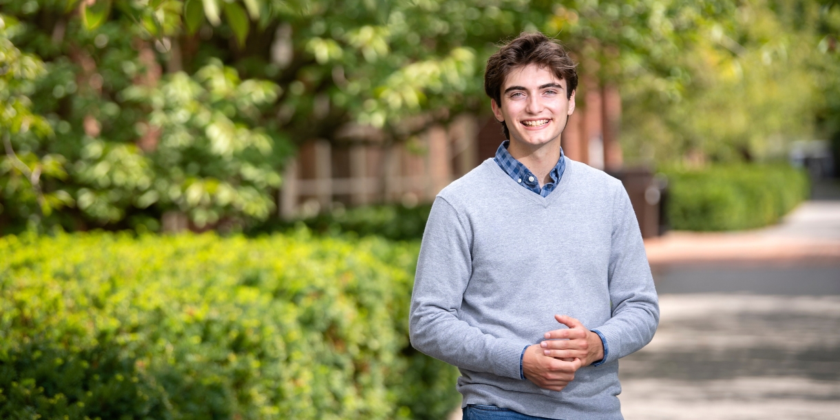 Portrait of Ryan Bremer &#039;22 on Bucknell&#039;s campus