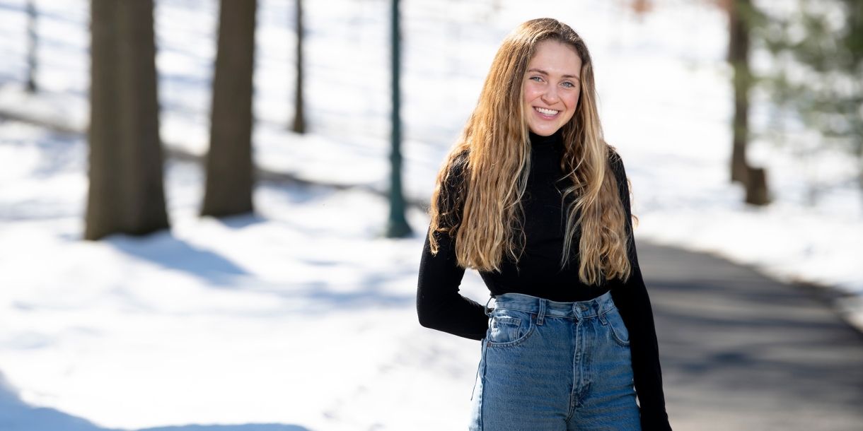 Colleen Hull stands outside in winter.