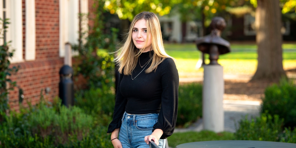 Sarah Haber stands outside on Bucknell's campus
