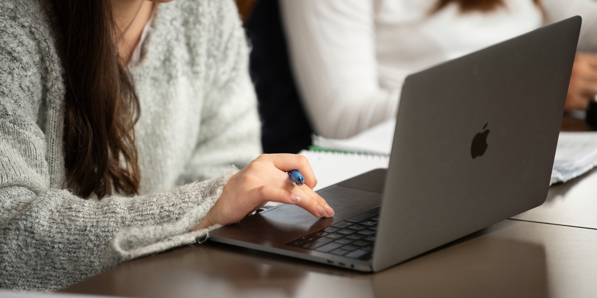 Student working on laptop