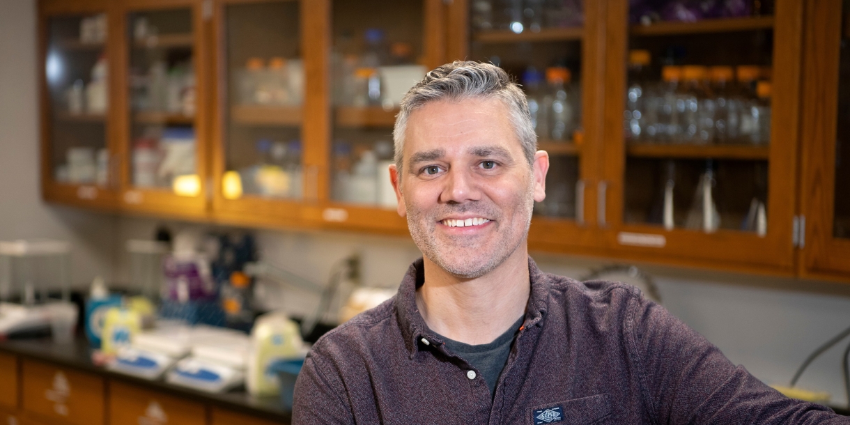 Mark Haussmann in his Bucknell biology lab