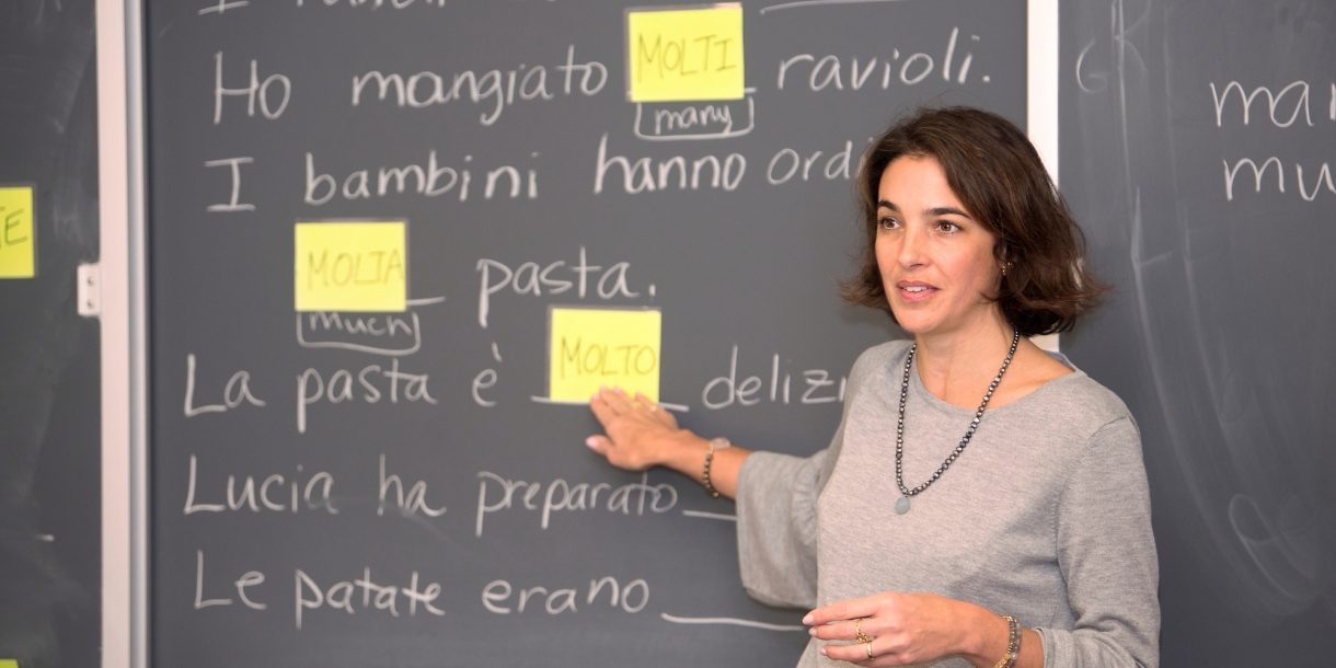 Professor teaching an Italian class
