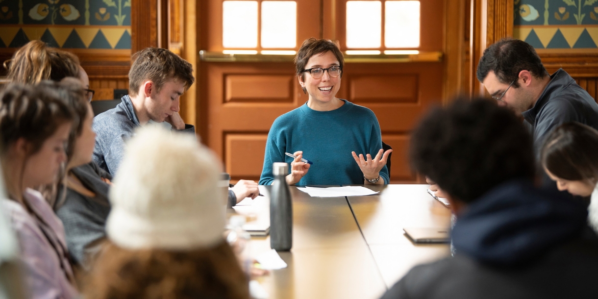 Bucknell University Professor and students in Poetry Workshop