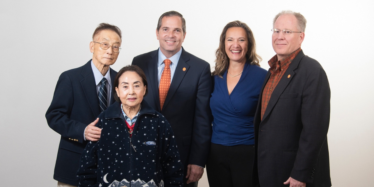 From left, Jai Kim, Yung Kim, Bill Krokowski ’84, Christina Ertel P&#039;10 and Dan Ertel ’84, P’10