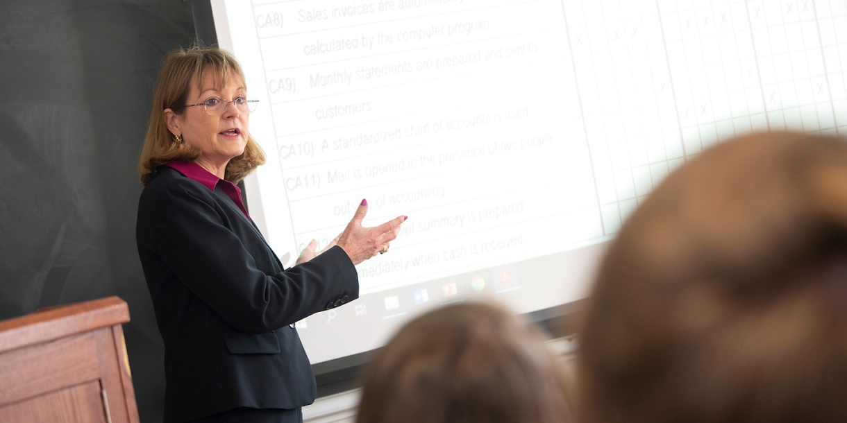 Management professor teaching