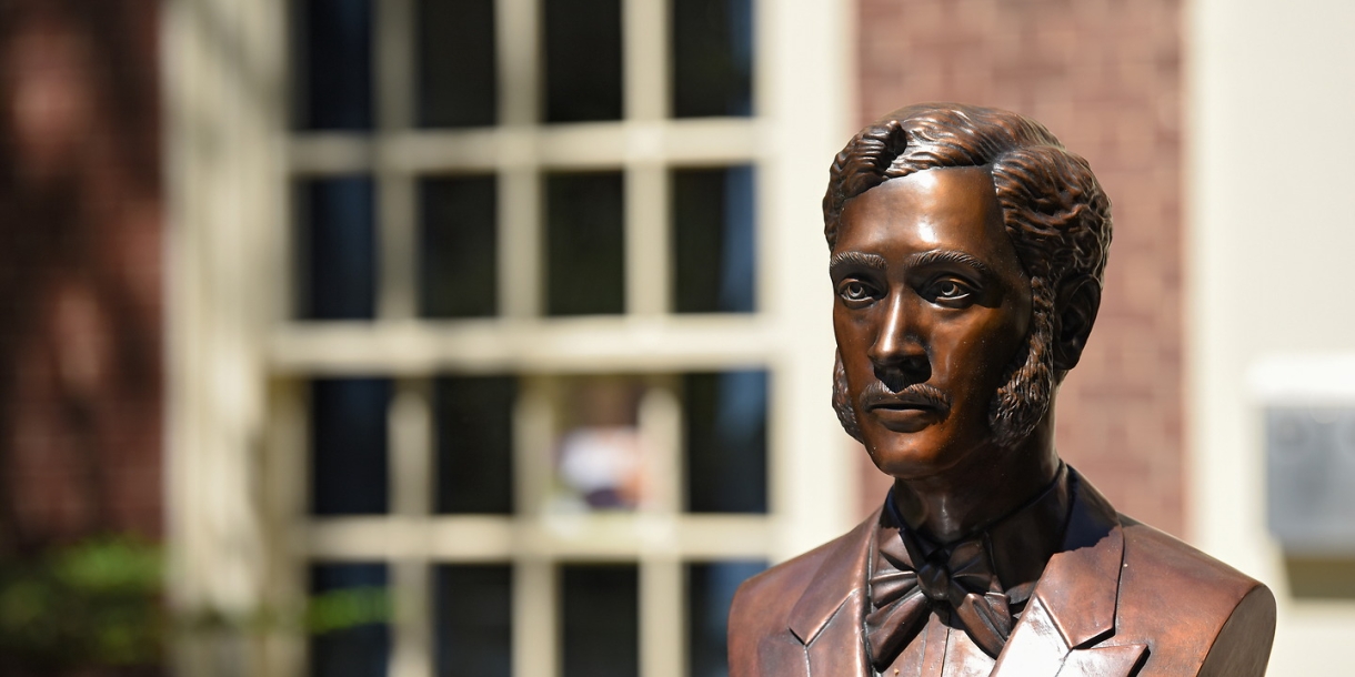 A statue bust of Brawley
