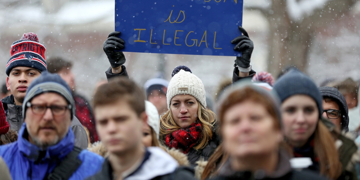 Student holding sign at protest