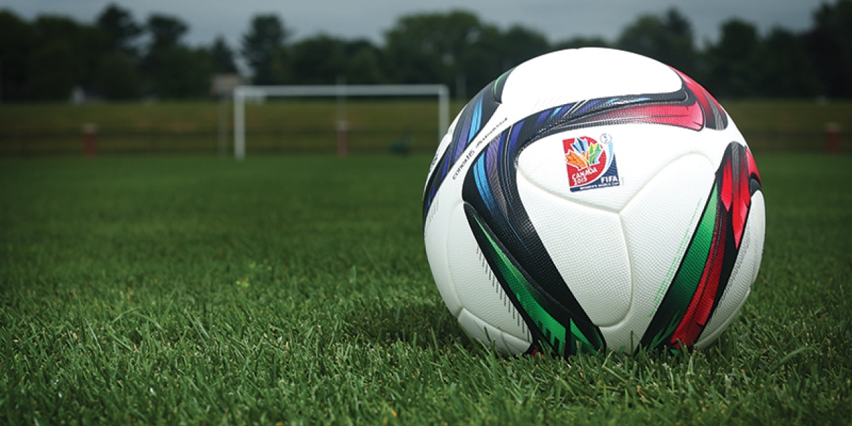 FIFA soccer ball on a field