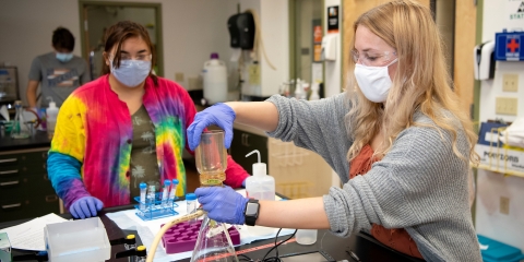 Student working in environmental engineering lab