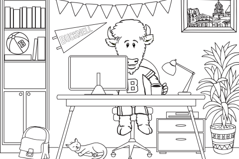 Bucky Working From Home Coloring Sheet