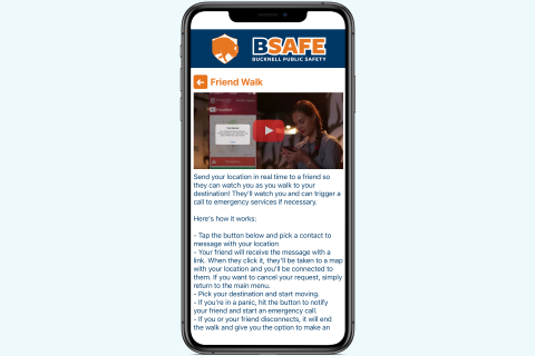 Public Safety BSAFE App Friend Walk screenshot