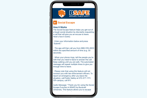 Public Safety BSAFE App Social Escape screenshot