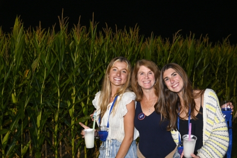 Family photo at Friday&#039;s Ard&#039;s Farm Wine Tasting in the corn maze.