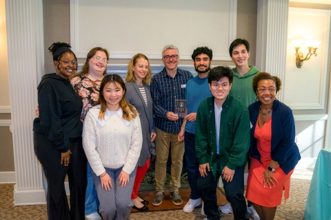 Student members of the Global Student Council with advisers Jennifer Figueroa, director of international student and scholar services; and Professor Felipe Perrone, computer science; and Vernese Edghill-Walden &#039;87, vice president of equity &amp; inclusive excellence.