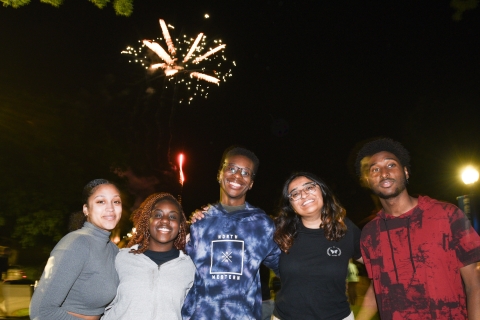 Friends watching fireworks