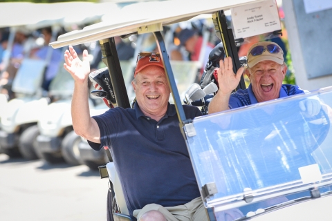 Alumni kicking off the weekend in the Alumni Golf Tournament.