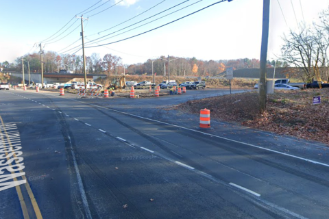 street view of the Newtown park and ride shuttle stop