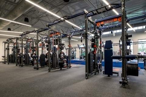 Double-sided weight racks in the Pascucci Team Center.