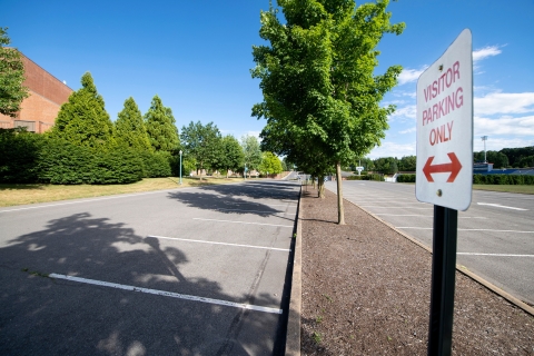 Visitor parking behind the Weis Center