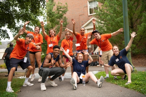 Orientation Assistants look welcoming during move-in day.