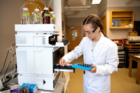 April Hurlock in a Chemistry Lab