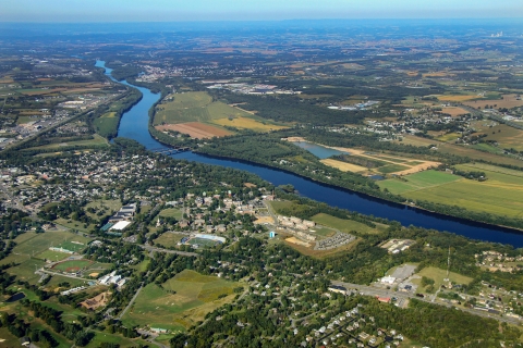 Aerial of the Susquehanna River and Lewisburg