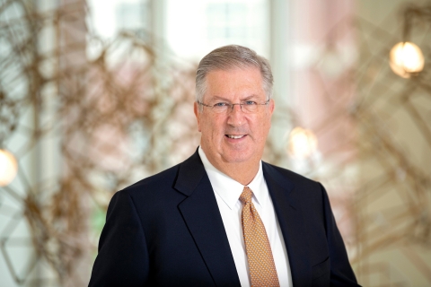 Portrait of President John Bravman in Holmes Hall