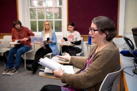 Professor Virginia Zimmerman teaches a children&#039;s literature class.