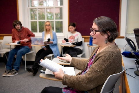 Professor Virginia Zimmerman teaches a children's literature class.