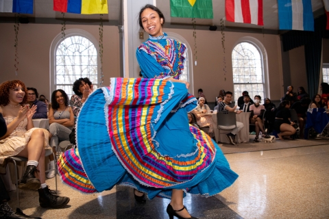 Gabby Diaz &#039;25 performing folklorico dance before an audience