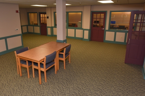 A residence hall study area