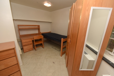 Single dorm room in Vedder Hall