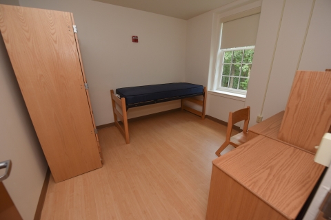 An empty one student dorm room