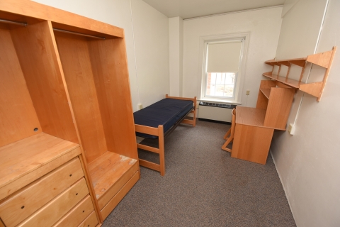 Vacant single dorm room
