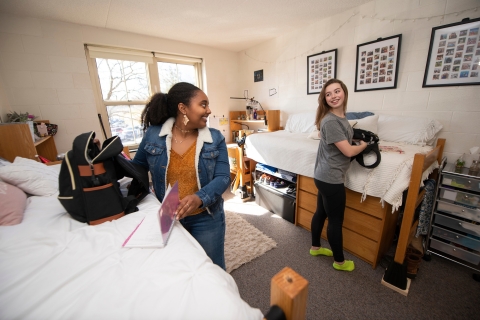 New roommates decorate their freshman dorm at Bucknell