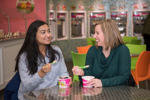 GenFirst mentor and student eating frozen yogurt