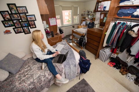 Occupied student dorm room