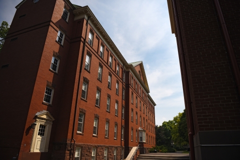 Beautiful shot of a brick layered campus building