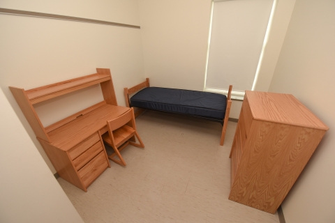 A vacant single bedroom dorm