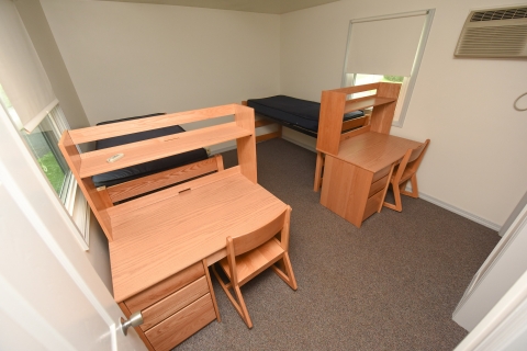 Empty double dorm room