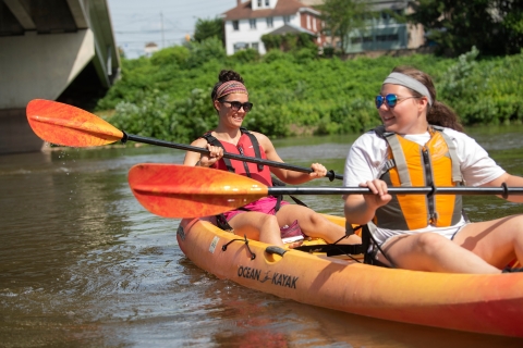 Two students kayaking