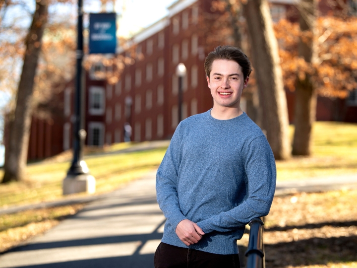 Portrait of student Matt McMullen outside in The Grove