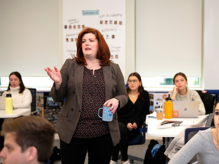 Professor Melissa Intindola teaches management class
