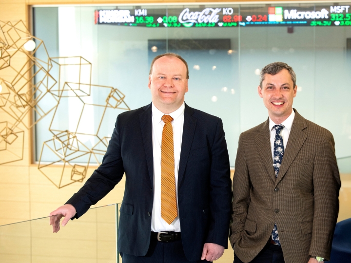 Portrait of professors Joe Wilck and Daniel Street in Holmes Hall