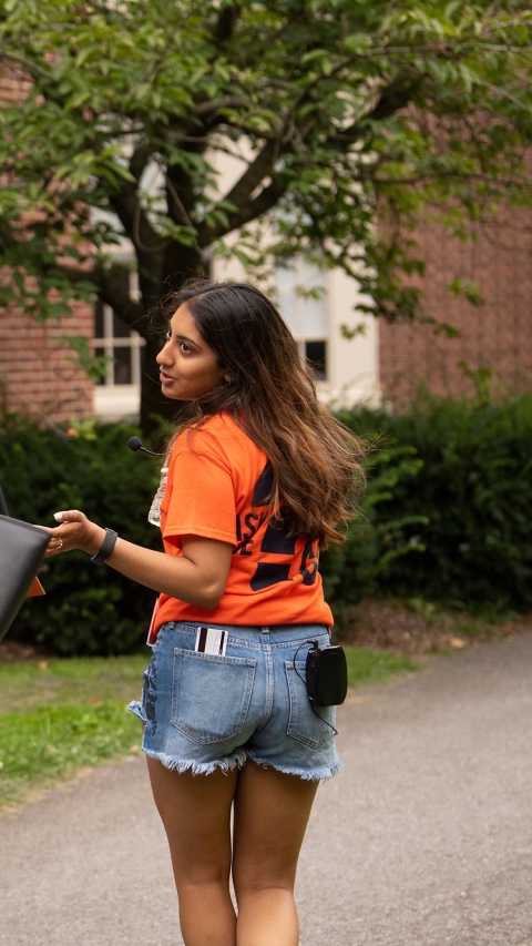 Student giving tour during open house