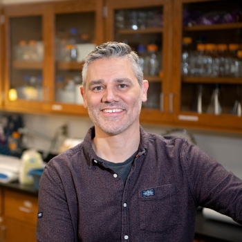 Mark Haussmann in his Bucknell biology lab