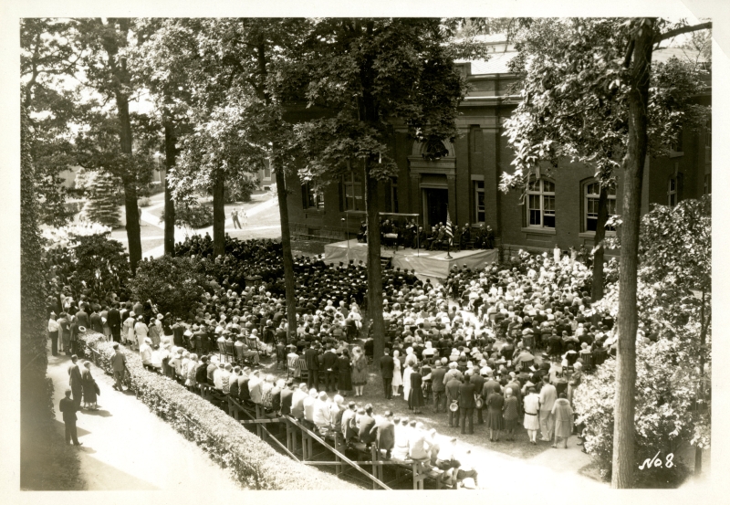 Black and white photo of Commencement