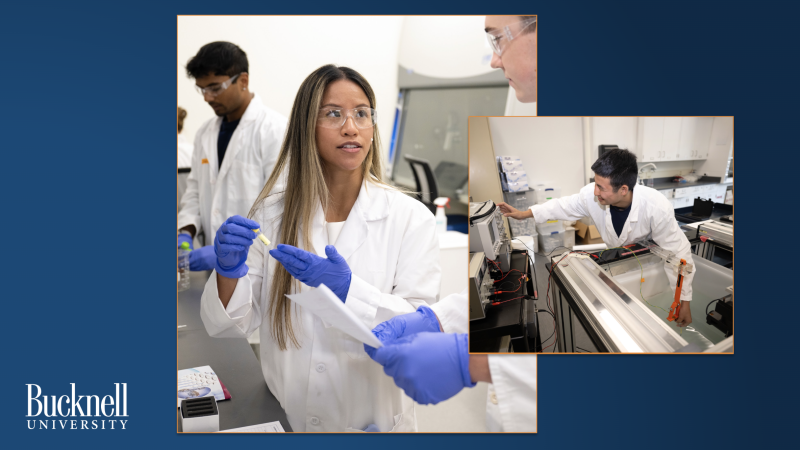 Images of Professor Olivia Boerman and a student